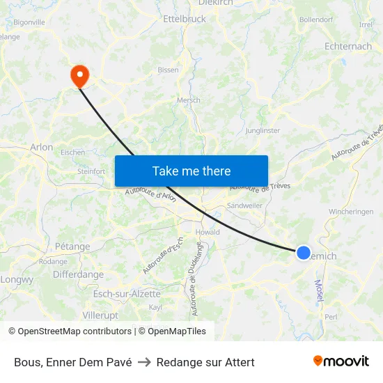 Bous, Enner Dem Pavé to Redange sur Attert map