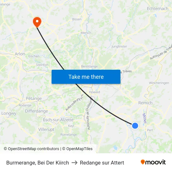 Burmerange, Bei Der Kiirch to Redange sur Attert map