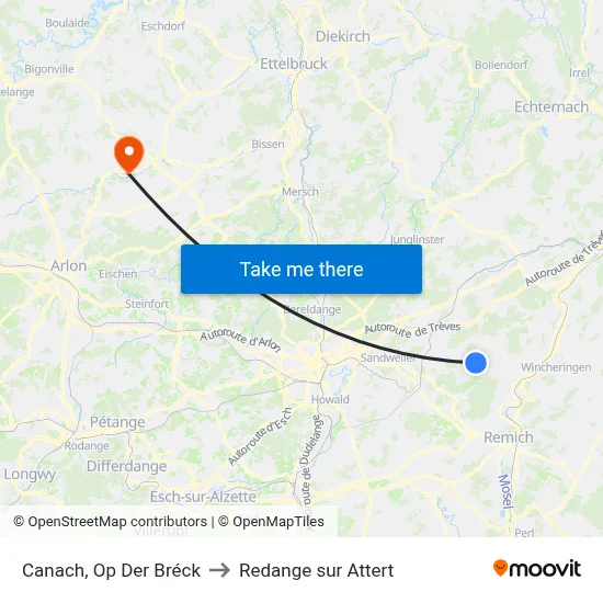 Canach, Op Der Bréck to Redange sur Attert map