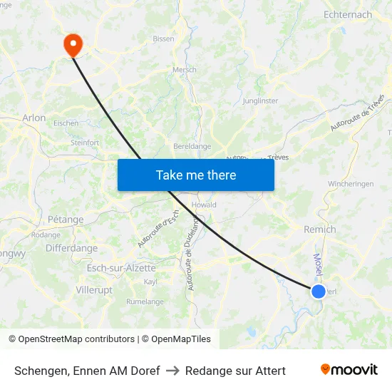 Schengen, Ennen AM Doref to Redange sur Attert map