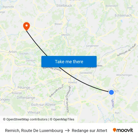 Remich, Route De Luxembourg to Redange sur Attert map