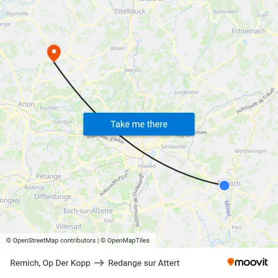 Remich, Op Der Kopp to Redange sur Attert map