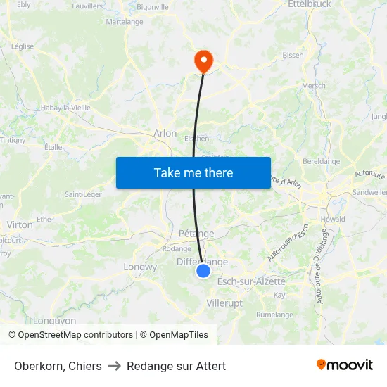 Oberkorn, Chiers to Redange sur Attert map
