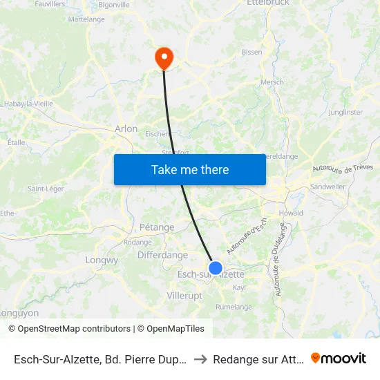 Esch-Sur-Alzette, Bd. Pierre Dupong to Redange sur Attert map