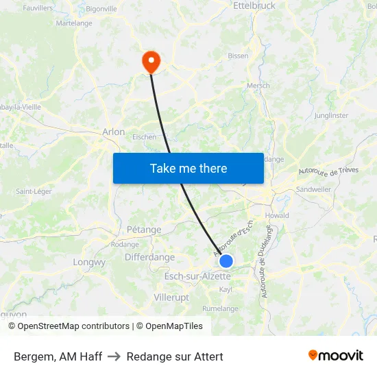 Bergem, AM Haff to Redange sur Attert map