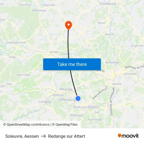 Soleuvre, Aessen to Redange sur Attert map