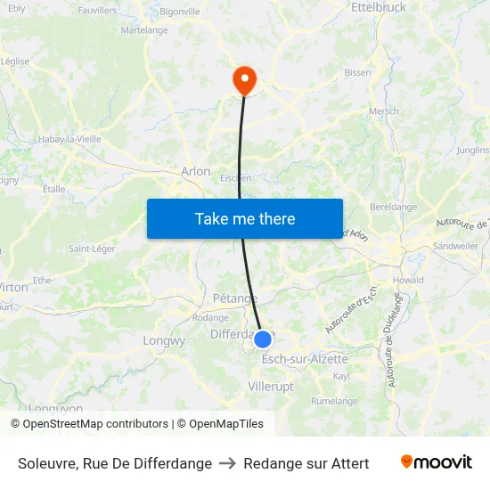 Soleuvre, Rue De Differdange to Redange sur Attert map