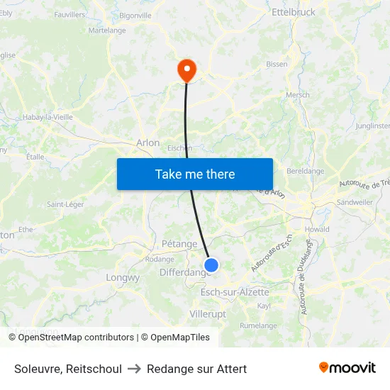 Soleuvre, Reitschoul to Redange sur Attert map