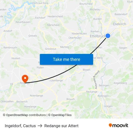 Ingeldorf, Cactus to Redange sur Attert map
