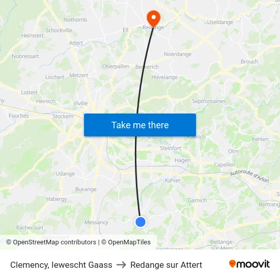 Clemency, Iewescht Gaass to Redange sur Attert map