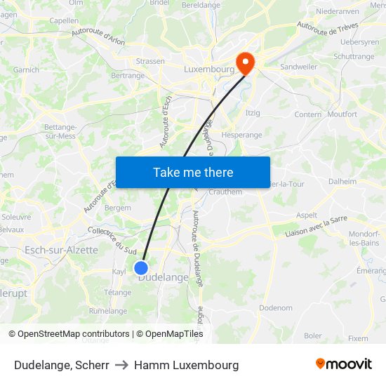 Dudelange, Scherr to Hamm Luxembourg map