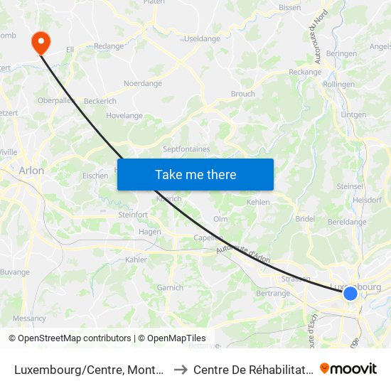 Luxembourg/Centre, Monterey to Centre De Réhabilitation map