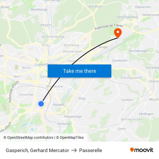 Gasperich, Gerhard Mercator to Passerelle map