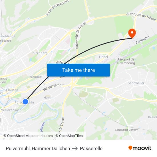 Pulvermühl, Hammer Dällchen to Passerelle map