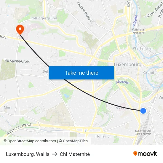 Luxembourg, Wallis to Chl Maternité map