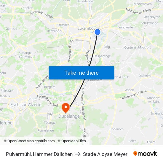 Pulvermühl, Hammer Dällchen to Stade Aloyse Meyer map