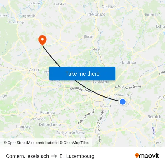 Contern, Ieselslach to Ell Luxembourg map