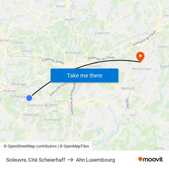 Soleuvre, Cité Scheierhaff to Ahn Luxembourg map