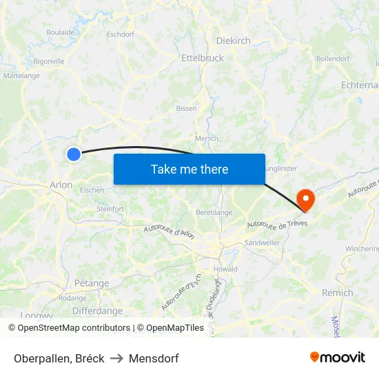 Oberpallen, Bréck to Mensdorf map