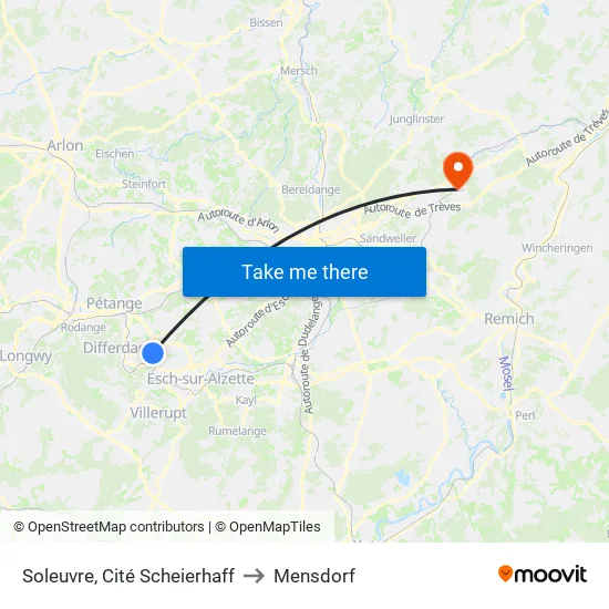 Soleuvre, Cité Scheierhaff to Mensdorf map