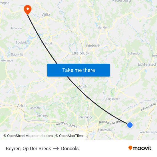 Beyren, Op Der Bréck to Doncols map