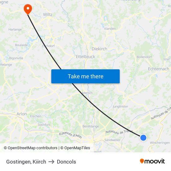 Gostingen, Kiirch to Doncols map