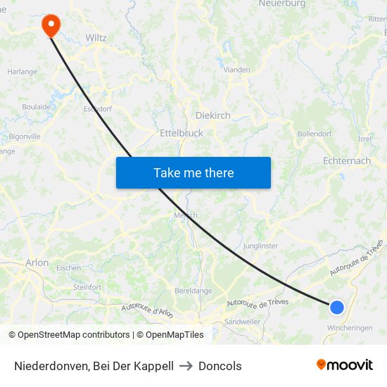 Niederdonven, Bei Der Kappell to Doncols map