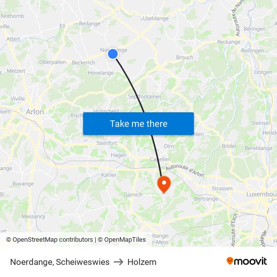 Noerdange, Scheiweswies to Holzem map