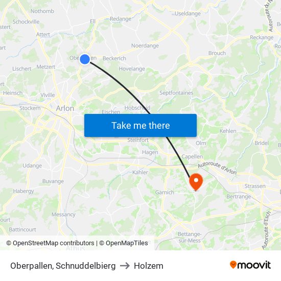 Oberpallen, Schnuddelbierg to Holzem map