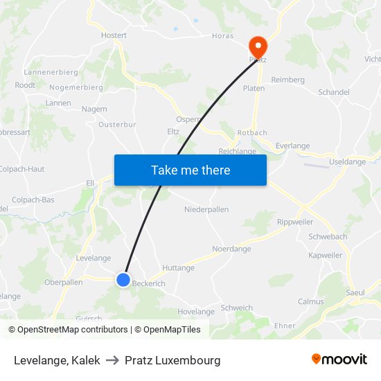 Levelange, Kalek to Pratz Luxembourg map
