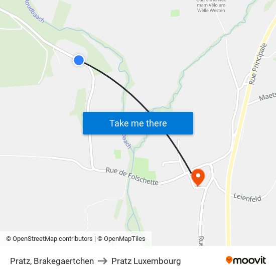 Pratz, Brakegaertchen to Pratz Luxembourg map