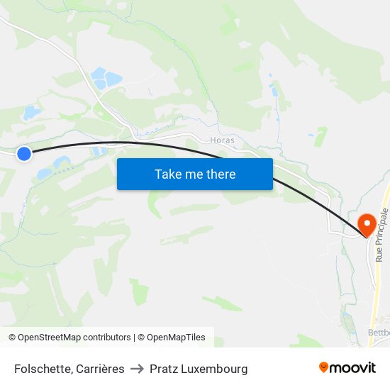 Folschette, Carrières to Pratz Luxembourg map