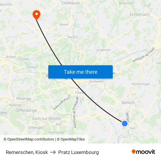 Remerschen, Kiosk to Pratz Luxembourg map