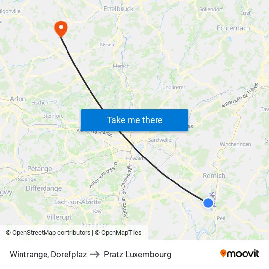 Wintrange, Dorefplaz to Pratz Luxembourg map