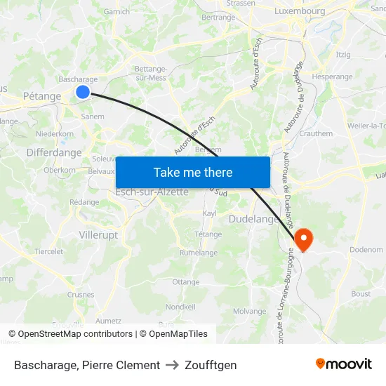 Bascharage, Pierre Clement to Zoufftgen map