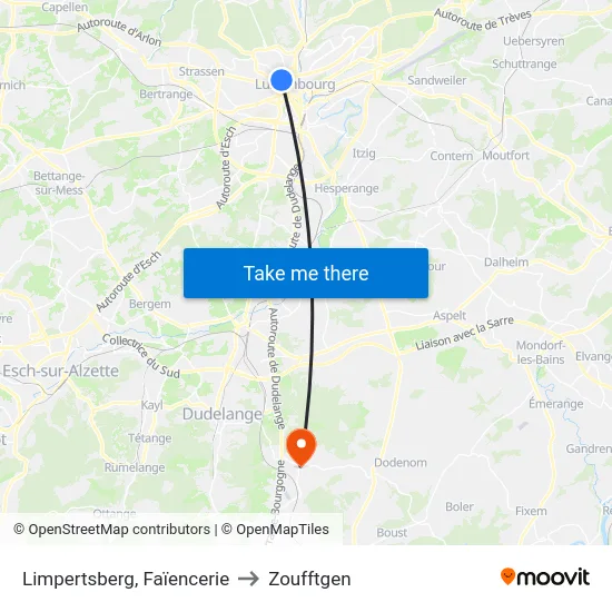 Limpertsberg, Faïencerie to Zoufftgen map