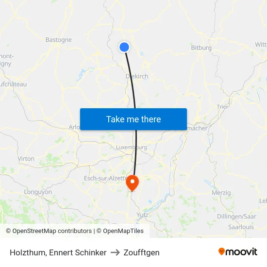Holzthum, Ennert Schinker to Zoufftgen map