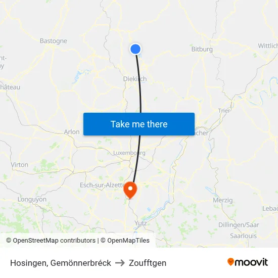 Hosingen, Gemönnerbréck to Zoufftgen map
