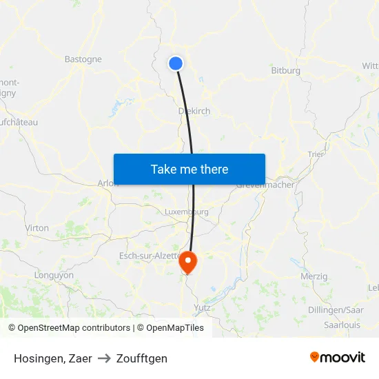 Hosingen, Zaer to Zoufftgen map