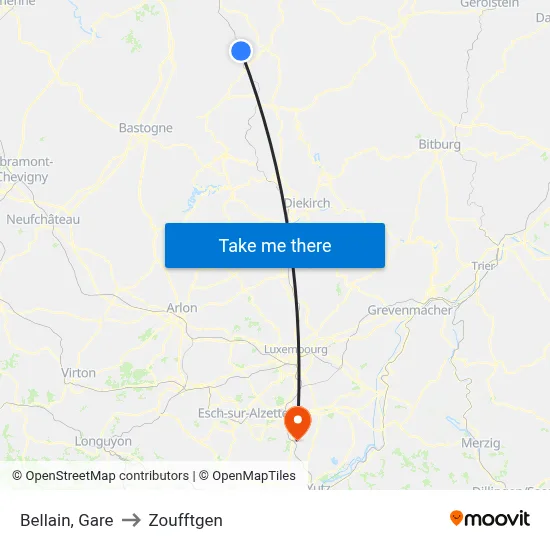 Bellain, Gare to Zoufftgen map