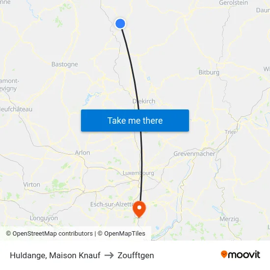 Huldange, Maison Knauf to Zoufftgen map