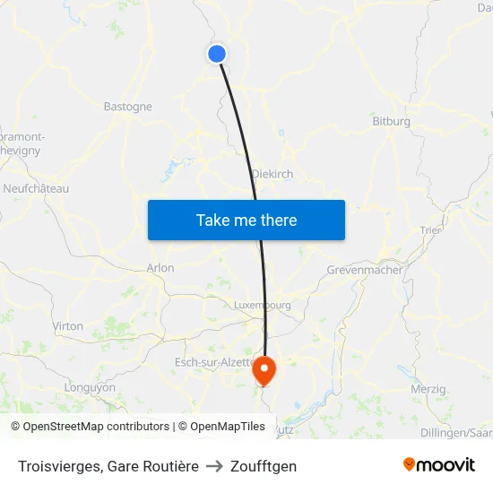 Troisvierges, Gare Routière to Zoufftgen map