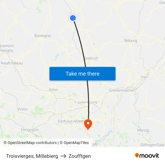 Troisvierges, Millebierg to Zoufftgen map