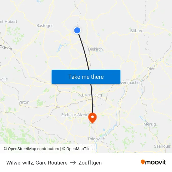 Wilwerwiltz, Gare Routière to Zoufftgen map