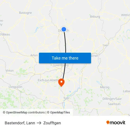 Bastendorf, Lann to Zoufftgen map