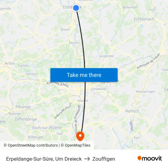 Erpeldange-Sur-Sûre, Um Dreieck to Zoufftgen map