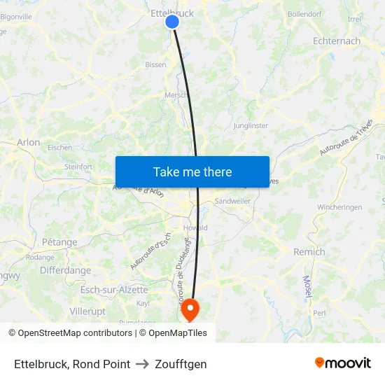 Ettelbruck, Rond Point to Zoufftgen map