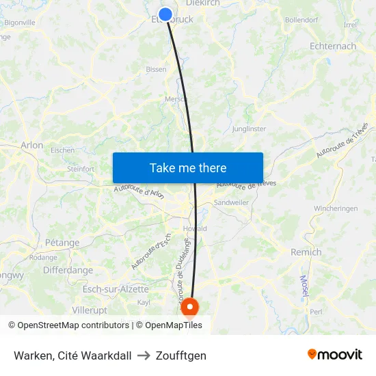 Warken, Cité Waarkdall to Zoufftgen map