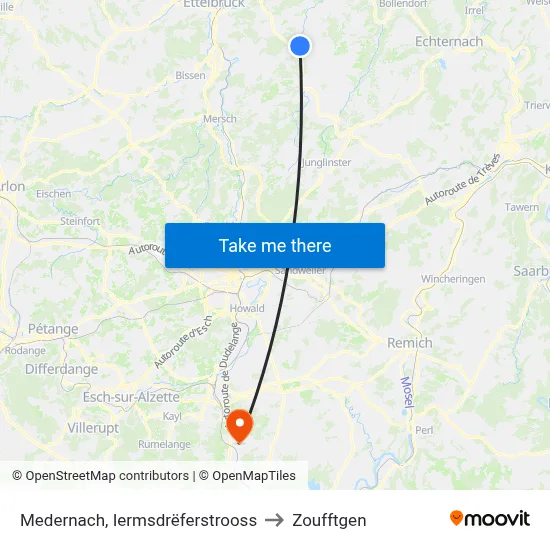 Medernach, Iermsdrëferstrooss to Zoufftgen map