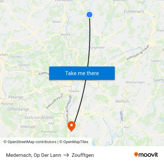 Medernach, Op Der Lann to Zoufftgen map